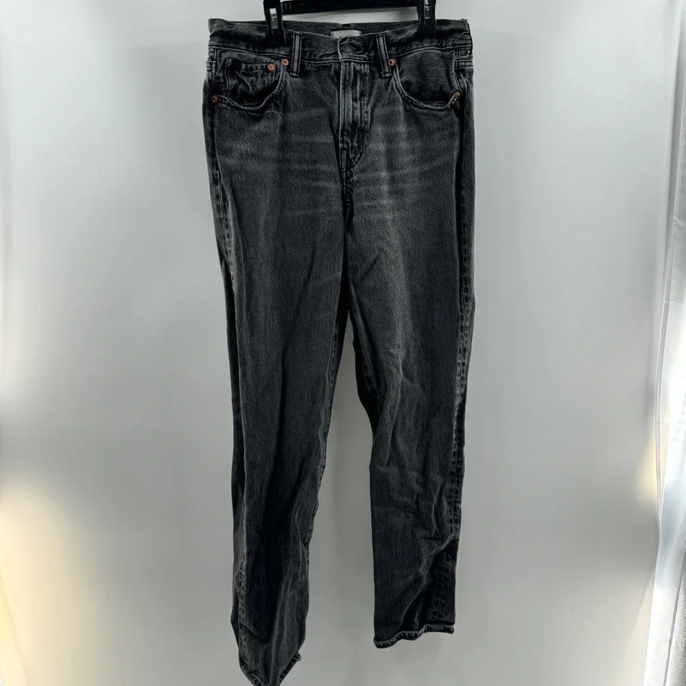 American Eagle Slouch Black Distressed Jeans Size 6 Zipper Fly - Picture 2 of 8